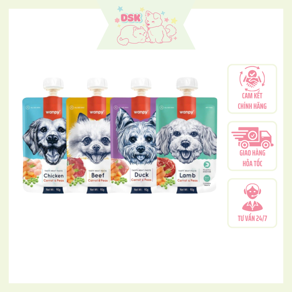 Súp Thưởng Wanpy Nắp Vặn Cho Chó - Gói 90gr