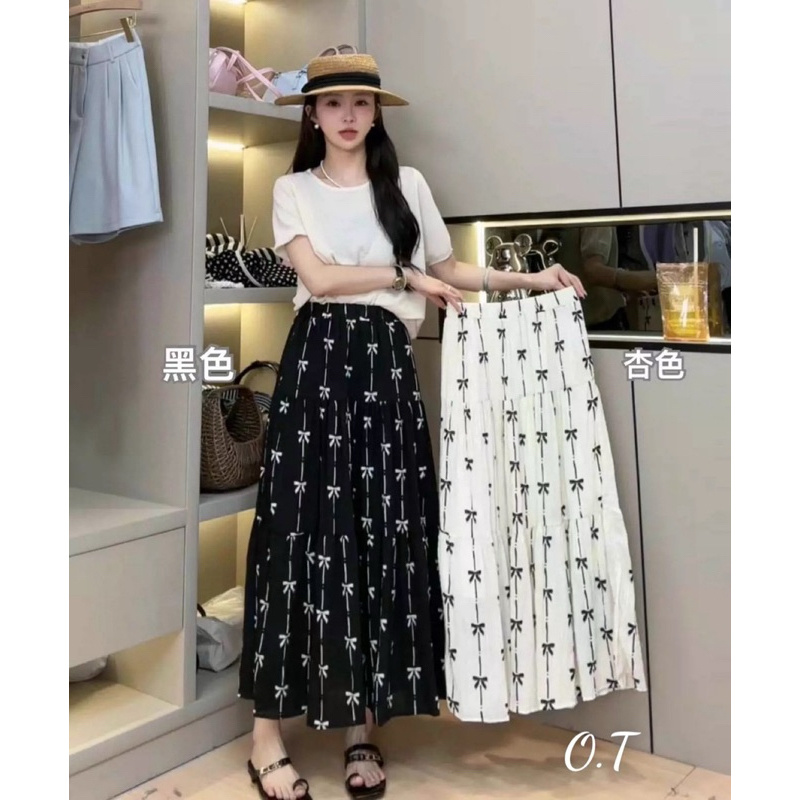 Chân váy lụa nơ xoè dài hàng QC hot hit