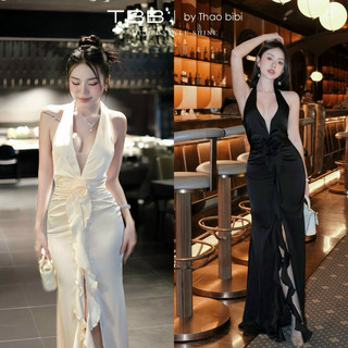 Váy lụa dài tiệc Thaobibi