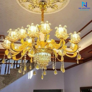 Đèn chùm đèn chùm thả trần cổ điển chao hoa ly 461/15 sang trọng trang trí phòng ngủ phòng khách_ hoàng anh lighting