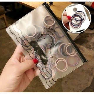 Set 100 thun cột tóc kèm túi zip