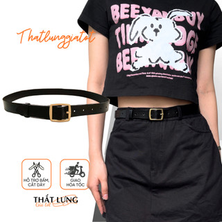 Thắt lưng nữ da mặt vuông màu vàng đồng bản 2.3cm tld036 - thắt lưng giá tốt
