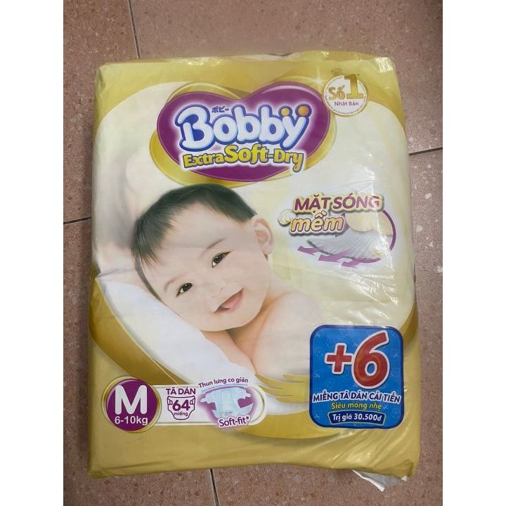 Bỉm tã dán bobby  M64+ 6 miếng