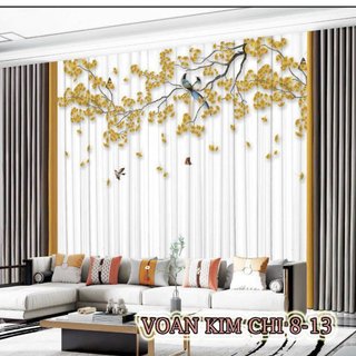Rèm voan lụa in họa tiết chất voan dày mềm- rèm spa voan in khổng tước - nhận may theo thiết kế inbox