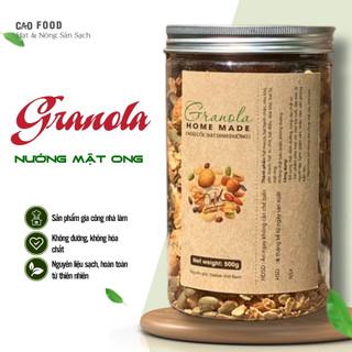 [500GR] Granola siêu hạt nướng mật ong CAO Food nhà làm siêu thơm giòn, phù hợp với người theo ăn kiêng, healthy, keto
