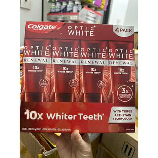 MẪU MỚI Kem đánh răng Colgate Optic White Renewal 10X WHITER TEETH STAIN PREVENTION   NỘI ĐỊA MỸ