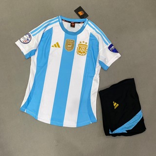 Bộ quần áo bóng đá tuyển Argentina sọc thun mè HD- FLG Copa24
