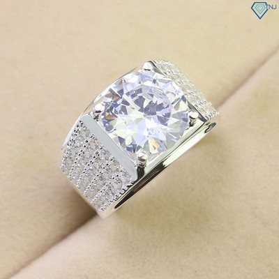 Nhẫn bạc nam bản lớn đính đá chủ Cubic Zirconia 12ly sang trọng NNA0666 - Trang Sức TNJ