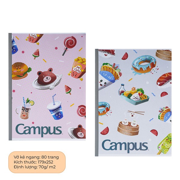 Combo 10 Vở Kẻ Ngang 80/120 Trang Campus Vở Kẻ Ngang Cấp 2 Định Lượng 60-70gsm