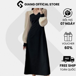 Đầm Thiết Kế Nữ,Đầm Nữ Dáng Dài Tiểu Thư GIANG OFFICIAL STORE Tay Bồng Thanh Lịch Phù Hợp Đi Làm Đi Chơi Dạo Phố V717