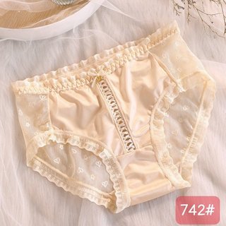 Set 5 Quần lót nữ lụa phối ren mông, quần chip ren mềm mịn, thoáng khí, thiết kế trẻ trung 742