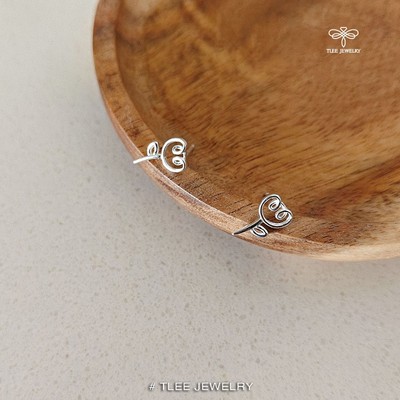 Khuyên tai bạc nữ TLEE bông hoa TULIP dễ thương TLEE JEWELRY B0442