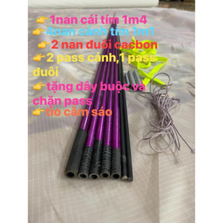 combo nan làm diều 1m7 , 2m,2m2( 1nan cái ,4 nan cánh ,2 nan đuôi thuỷ tinh,3 pass,tio,dây chặn,cuốn pass)