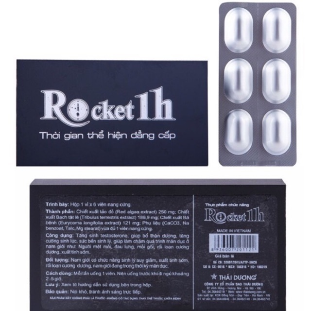 Viên Uống Hỗ Trợ Sức Khoẻ Nam Giới ROCKET 1h Chính Hãng Sao Thái Dương (Hộp 6v)
