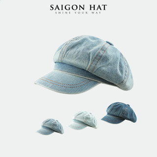 Mũ nồi nữ jean trơn nón beret form baker thuỷ thủ thời trang phong cách Hàn Quốc chất cotton dày dặn đẹp SAIGON HAT