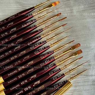 Cọ vẽ nét Niao cán nâu chính hãng, nét siêu mảnh, lông mềm mượt - Kitty Nails Supply