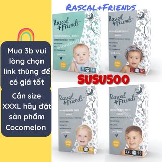 [HCM] Tã/bỉm dán/quần Rascal + Friends size M58/L52/XL46/XXL40 (Hàng chính hãng - susu500)