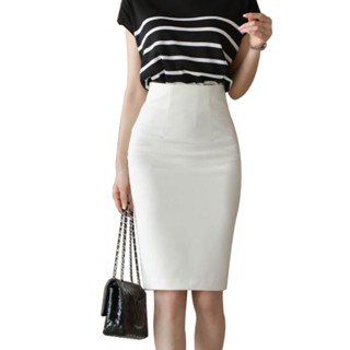  Chân váy bút chì dài công sở cạp cao màu trắng đen chất vải kaki thun co giãn CV0052 