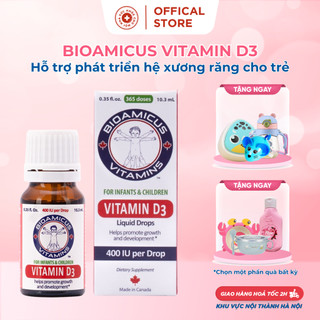 Bioamicus Vitamin D3 - Bổ Sung Vitamin D3 Giúp Phát Triển Xương, Răng Ở Trẻ ( Chai 10.3ml ) - Canada