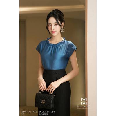 Áo Kiểu Nữ Công Sở MY WAY Ngắn Tay Cổ Bèo Sang Trọng 1MA01375