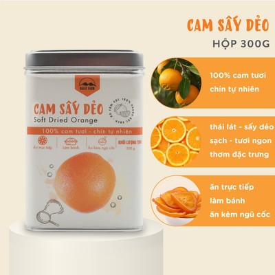 Cam Sấy Dẻo DalatFarm - Hộp thiếc 300 g