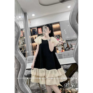 Đầm suông phối bèo tầng tay cánh tiên sang trọng VIENS STORE