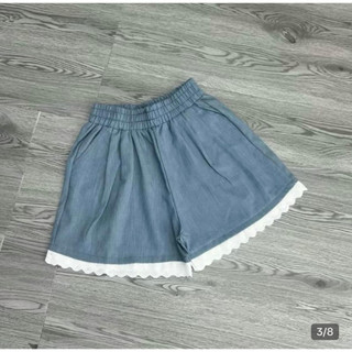 Quần đùi bò giấy nữ phối ren