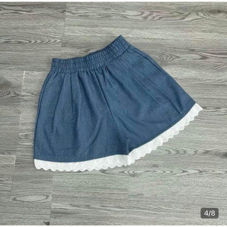 Quần đùi bò giấy nữ phối ren