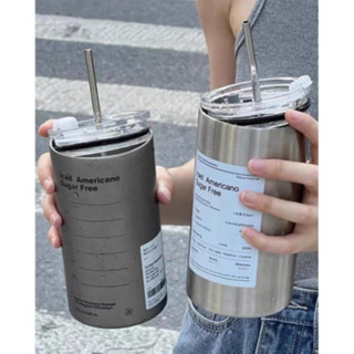 Ly Giữ Nhiệt Iced Americano Inox 304 Đúc Liền Khối Cao Cấp Có Nắp Đậy Tặng Kèm Ống Hút - Hàng Loại 1