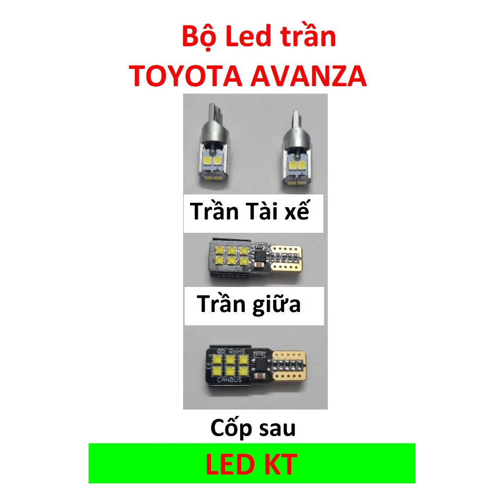 Bộ đèn Led trần Toyota Avanza 2022 2023 2024 led nội thất led trần T10 và led cốp sau Led đèn trần A