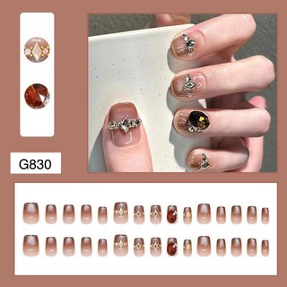 G830 - Móng tay đính đá Kèm Keo Dán, 1 Hộp 24 Móng