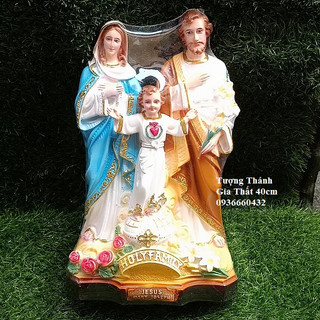 Tượng Gia đình Thánh gia 40cm màu xanh màu trắng chất liệu composite quà tặng tượng công giáo