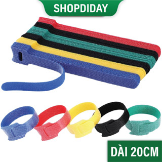Bộ 30 Dây Dán Velcro Quấn Chống Rối Dây Điện Cáp Sạc, Dây Băng Gai Dài 20cm Quản Lý Dây Gọn Gàng