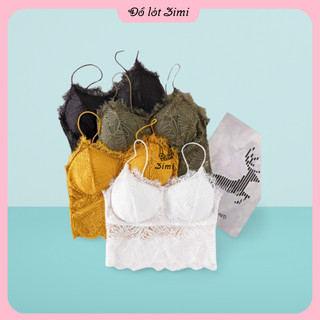 Áo bra ren hoa lá có đệm mút, Áo bralette ren mỏng sexy