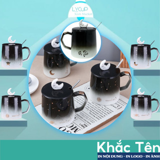 Cốc sứ KHẮC TÊN theo yêu cầu in hình VŨ TRỤ NGUYÊN THỦY, Ly sứ uống nước SET QUÀ TẶNG người yêu, bạn thân, sinh nhật