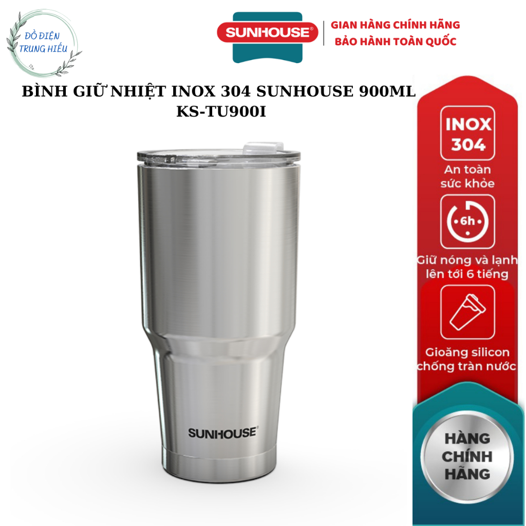 Ly cốc giữ nhiệt INOX 304 SUNHOUSE KS-TU900I, Hàng chính hãng