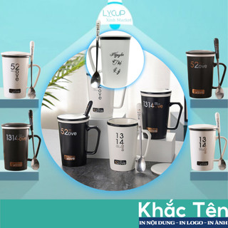 Cốc sứ KHẮC TÊN theo yêu cầu in hình BIỂU TƯỢNG TÌNH YÊU 52, Ly sứ uống nước SET QUÀ TẶNG người yêu, bạn thân, sinh nhật