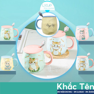 Cốc sứ KHẮC TÊN theo yêu cầu in hình mèo xinh SWEET CAT, Ly sứ uống nước SET QUÀ TẶNG người yêu, bạn thân, sinh nhật