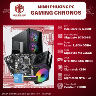 Bộ máy tính bàn - linh kiện PC Gaming (I5-12400F/ 2x8GB/ SSD 256GB/ RTX 3050/ No OS)