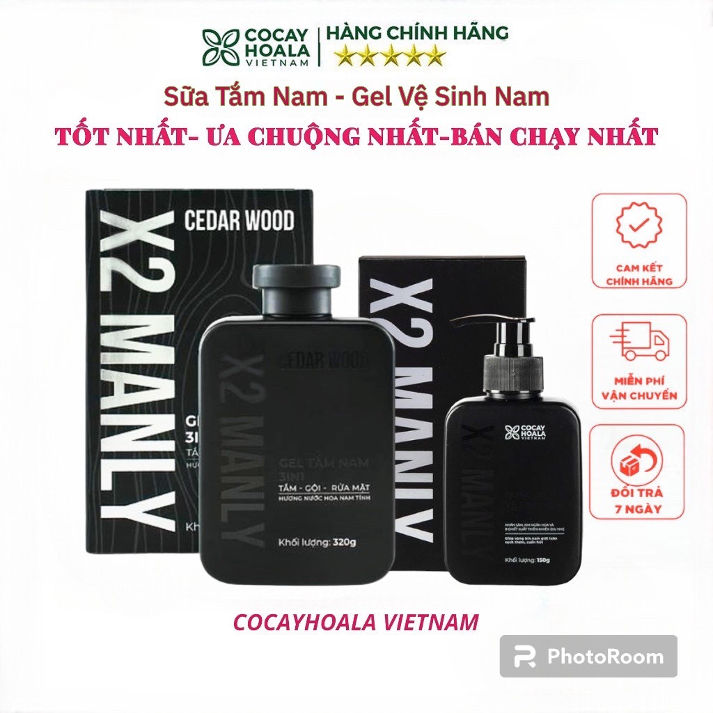 Sữa tắm nam,dung dịch vệ sinh nam X2 MANLY COCAYHOALA VIETNAM Chính Hãng