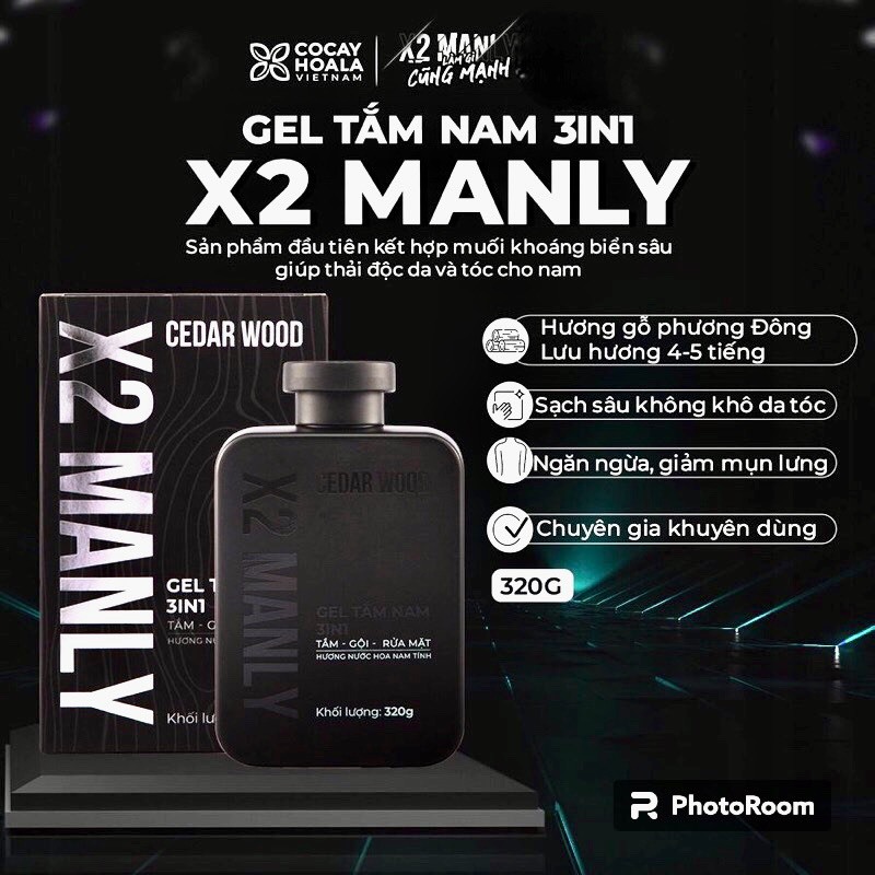 Sữa tắm nam,dung dịch vệ sinh nam X2 MANLY COCAYHOALA VIETNAM Chính Hãng