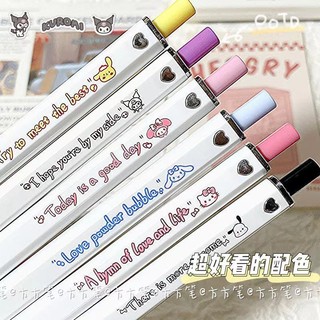  Enjoymore Bộ 5 Bút Bi Cute Mực Xanh   Đen Kuromi Trắng Có Chữ Ngòi Bấm Mực Gel Màu Viết Bi Nước Muji 