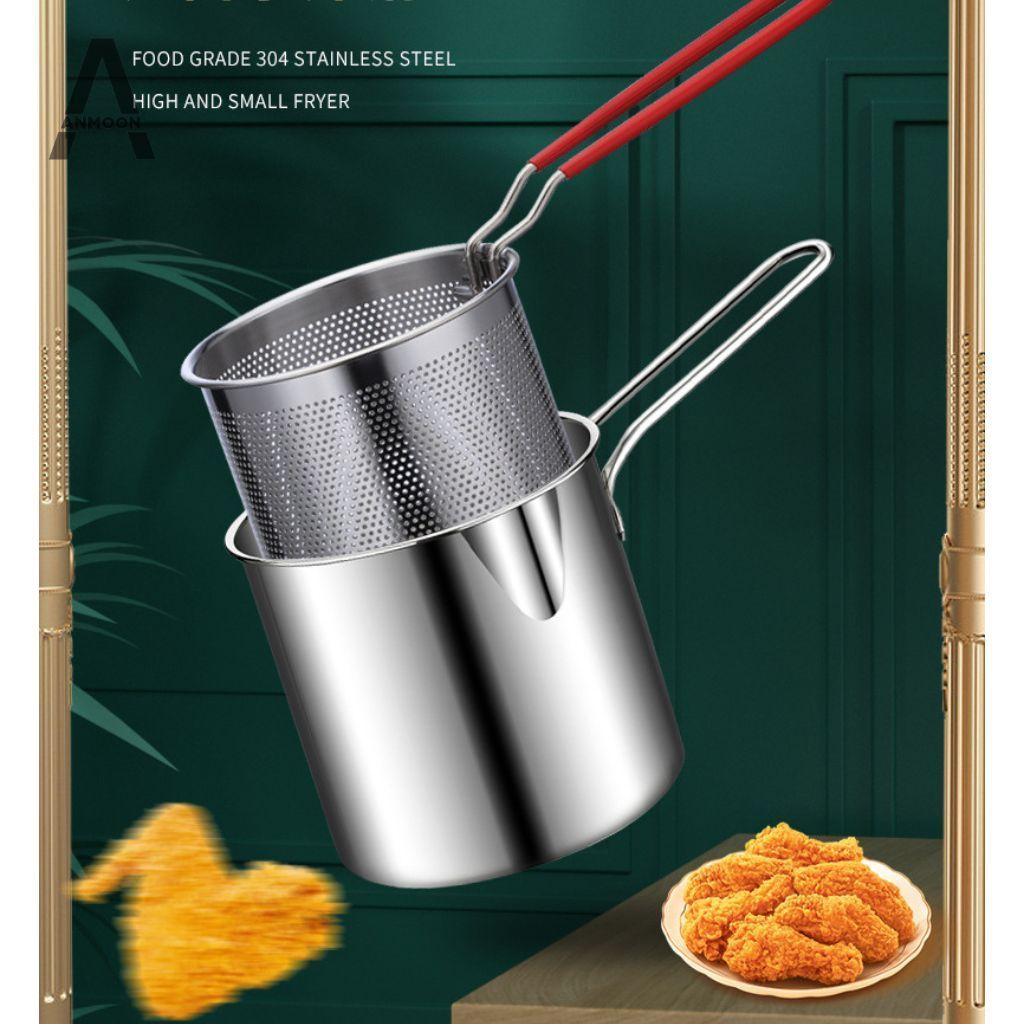 ~Nồi chiên nhúng ngập dầu_ khoai tây chiên, trần bún, hủ tiếu, luộc, nấu bằng inox 304 sieeu tiện lợi (6868)