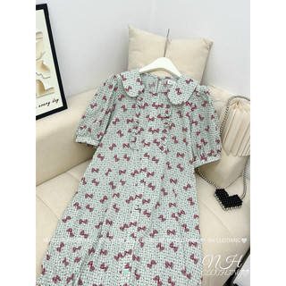 Váy kẻ nơ cổ sne sm