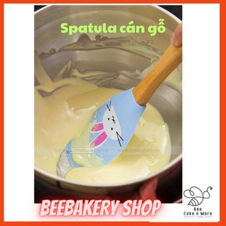 Cây Phới Silicon Khuấy Bột Cán Gỗ- Spatula Breadleaf cao cấp hình con Thỏ