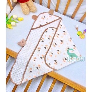 Ủ Thu Đông 2 Mặt Xô Muslin Nhung Hạt Đậu Jubon  Cao Cấp - Kích Thước 70*70cm  Dành Cho Bé Sơ Sinh