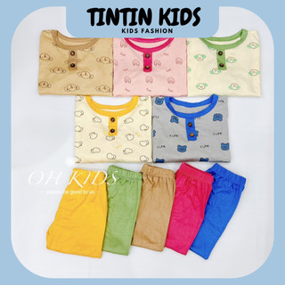  Sét bộ thu dài tay cotton mềm họa tiết gấu cho bé trai, bé gái 8-18kg