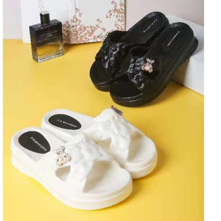 Dép quai chéo hình gấu siêu nhẹ nữ đế cao 4,5cm