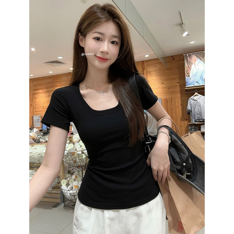 Áo thun trơn form ÔM babytee đủ màu basic, Áo Thun Unisex Cổ Rộng AT88 ( Có bigsize) | BigBuy360 - bigbuy360.vn