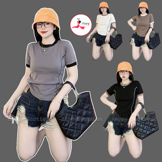 Áo thun dáng ôm nữ , basic hông chiết eo form tôn dáng cotton